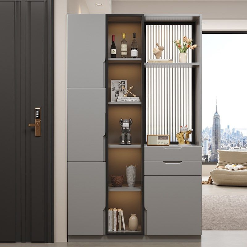 入户门玄关柜一体屏风隔断柜轻奢客厅收纳酒柜实木门口鞋柜储物柜