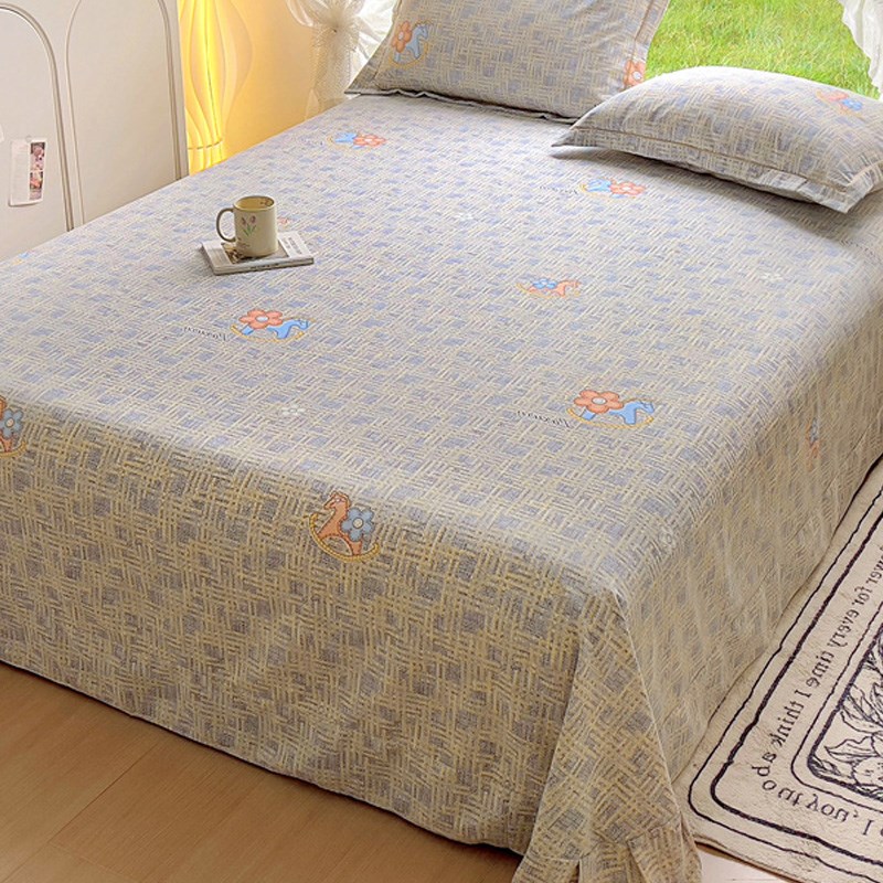 简约全棉磨毛床单单件100纯棉加厚1.8m床上圆角被单三件套秋冬季2