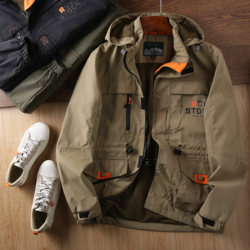 有大码!防风防水面料!外贸尾货秋冬户外工装连帽冲锋衣夹克外套