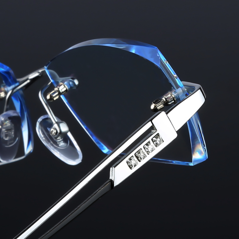 配成品近视眼镜框 男 端切边眼镜纯钛无框眼镜架超轻变色眼睛框