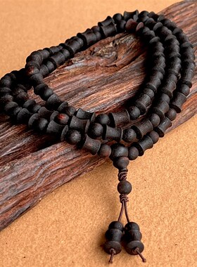 108降真香木文玩手串黑软糖结油保真秒沉水级高油老料竹节珠手链