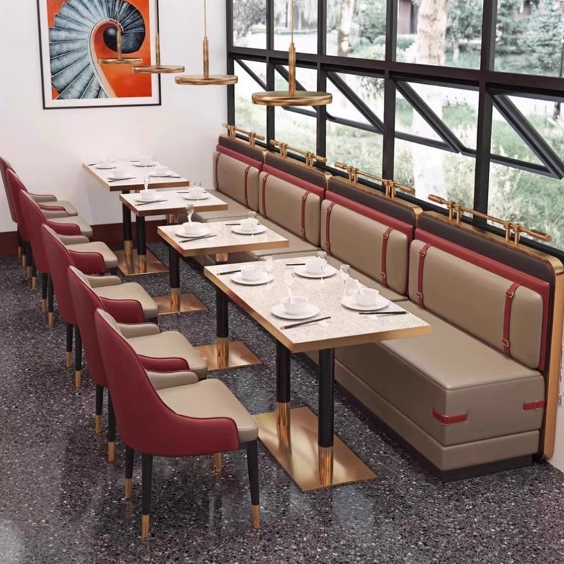 定制连锁餐厅饭店茶楼不锈钢屏风沙发卡座隔断轻奢火锅桌椅烤肉桌