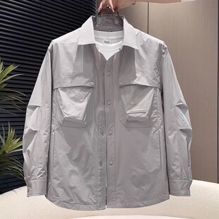 高级感长袖衬衫男款春夏款2025新款防晒夹克外套男士工装衬衣薄款
