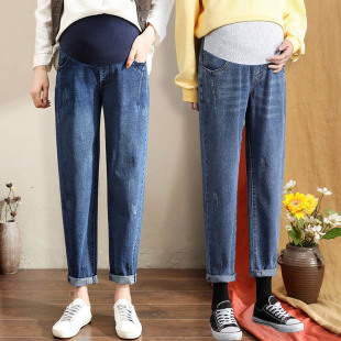 孕妇裤春装时尚新款n怀孕妇牛仔裤子春秋季宽松阔腿长裤大码200斤