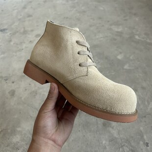 日系复古厚底工装沙漠靴男秋冬圆头高筒鞋百搭休闲马丁靴增高男鞋
