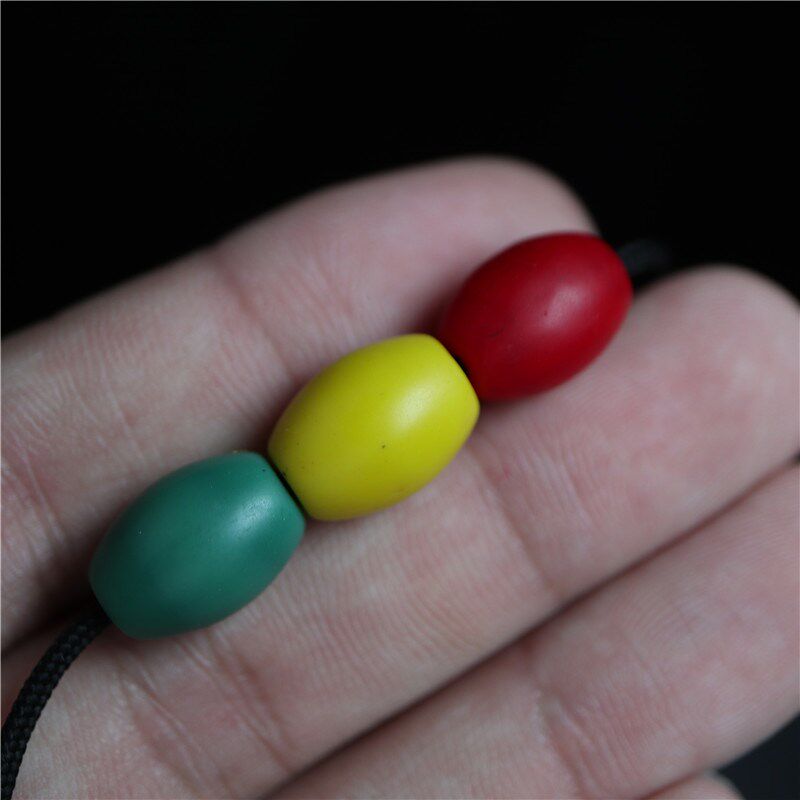 特色西藏新雪巴珠古法雪巴琉璃米珠红绿灯橄榄形散珠文玩手串配珠