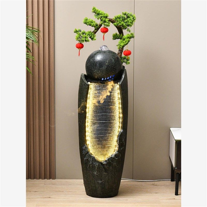 欧式假山流水喷泉落地摆件循环水客厅风水球办公室景观加湿器招财