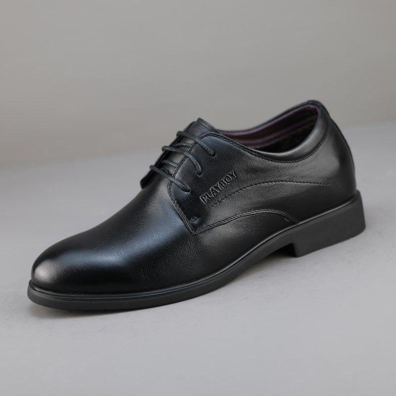 捡漏高品真皮男鞋英伦绅士商务休闲正装皮鞋内增高头层牛皮男棉鞋