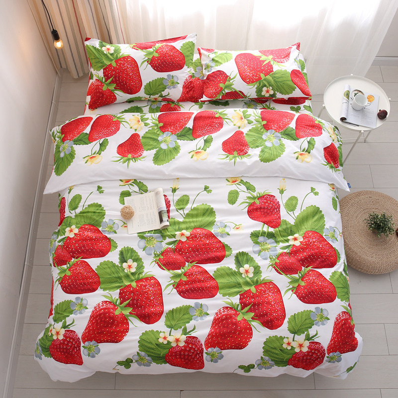 大气3D大草莓被套单件纯棉单人1.5x2.0双人被罩1.8x2.0x2.3全棉厚