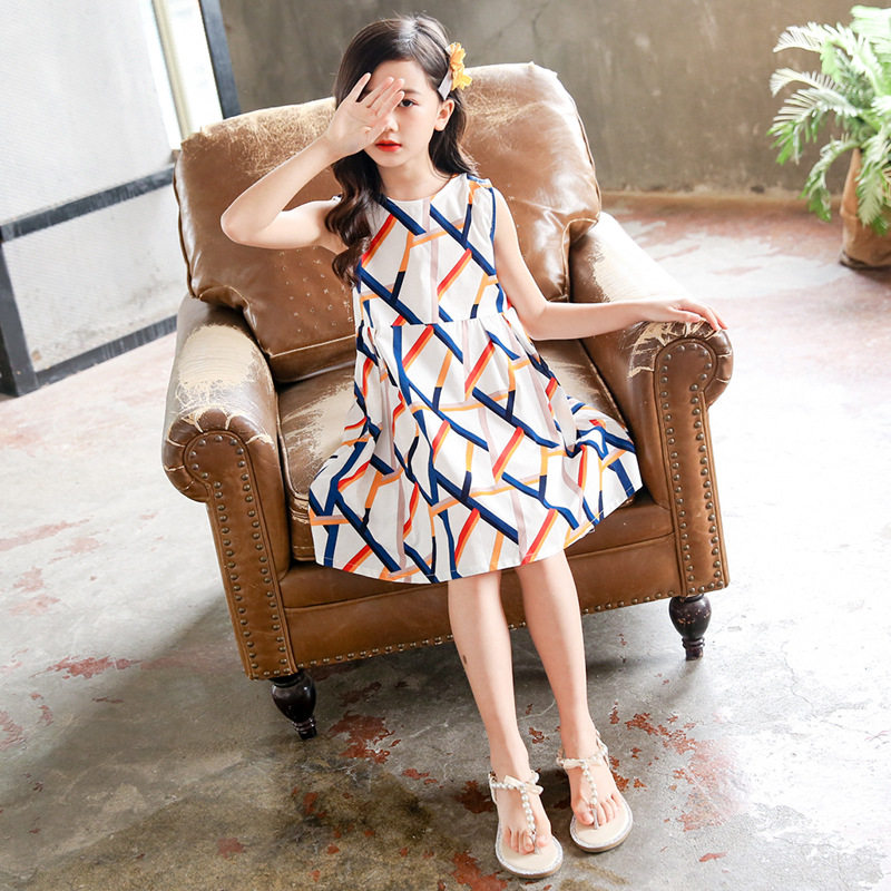 女童夏装连衣裙2021新款儿童夏季女孩5纯棉7印花洋气公主裙子11岁