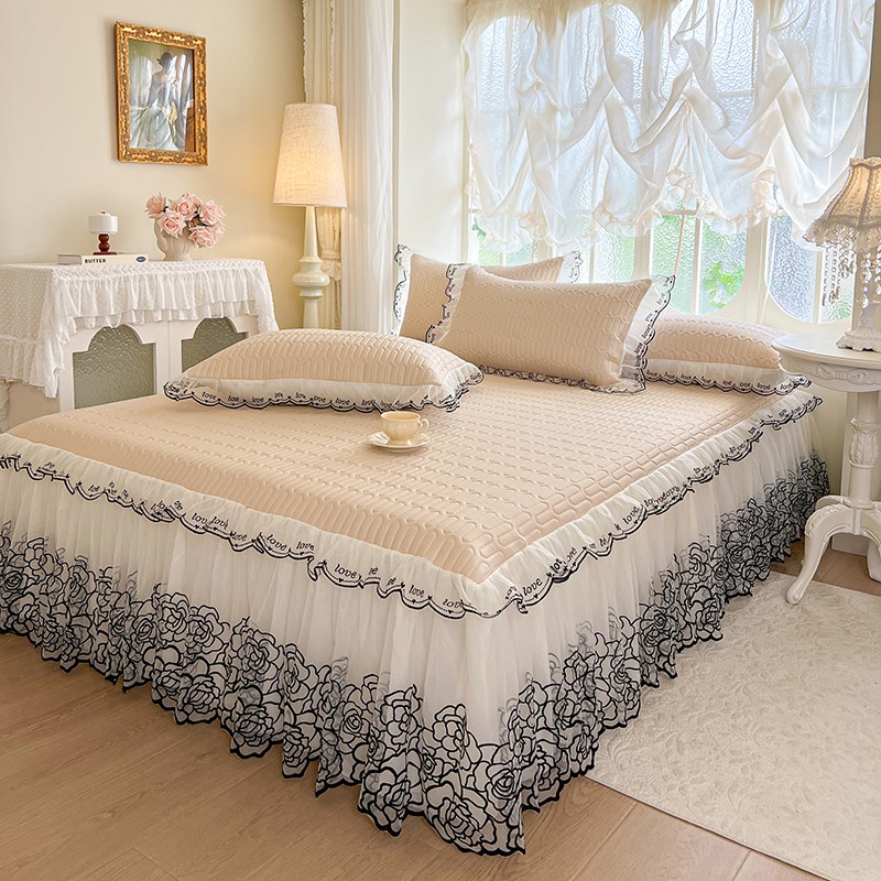 夏天凉感乳胶席床裙款三件套韩式可水洗冰丝凉席夏季空调软席凉垫