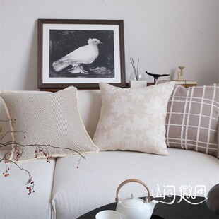 自然风棉麻靠包侘寂o风抱枕法式中古风靠枕民宿软装床头靠垫腰枕