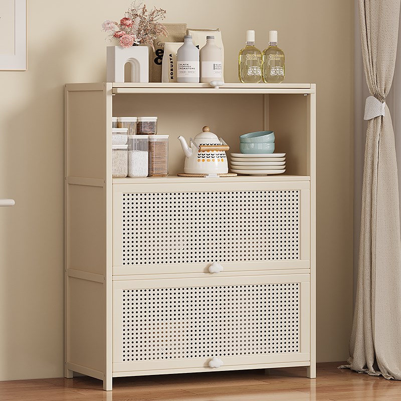 客厅落地收纳柜厨房置物架奶油风储物餐边柜五斗柜产品展示高级感