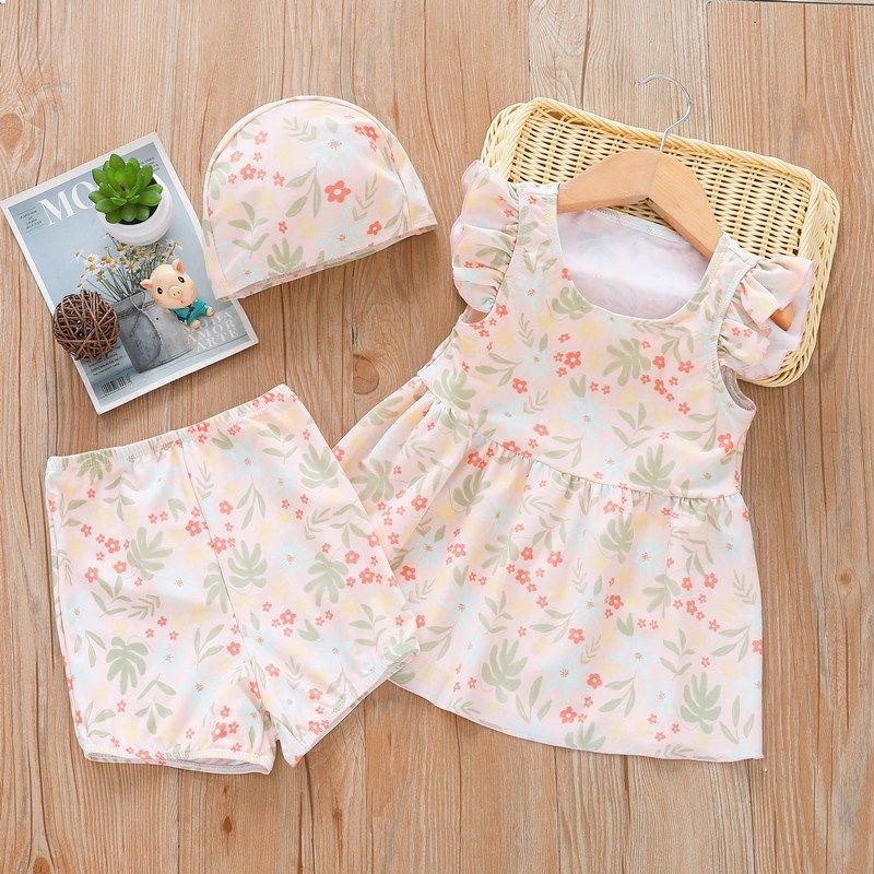 儿童游泳衣时尚小清新女孩小宝宝可爱百搭背心款速干分体温泉泳装