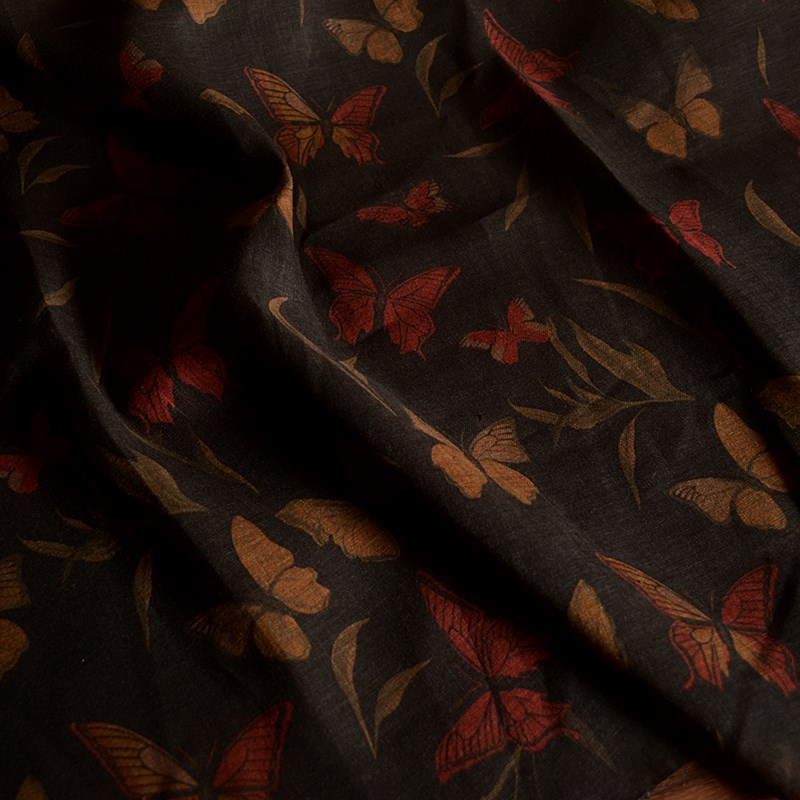 天一国际36支水洗纯亚麻印花布料民族风连衣裙袍子衬衫服装面料