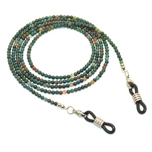 2024新款 天然鸡血石珠子眼镜链绿色天然材质圆珠眼镜链眼镜挂链
