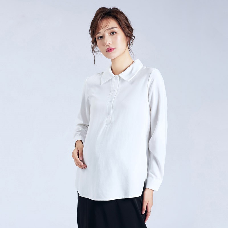 孕妇装上衣白衬衫宽松遮肚怀孕期大码长袖职业装上班可哺乳工作服