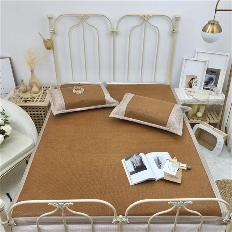 日式印尼藤席夏季可水洗凉席三件套1.5米1.8米双人折叠空调软席