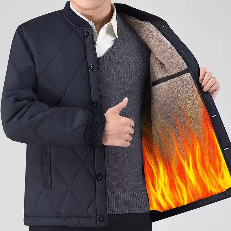 爸爸冬装棉衣加绒加厚男士外套内穿棉服中老年人男装爷爷内胆棉袄