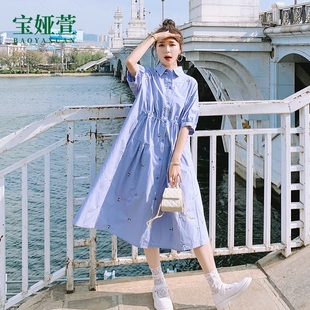 夏季高级感孕妇连衣裙女大t码韩版宽松遮肚小个子夏天裙子夏装潮