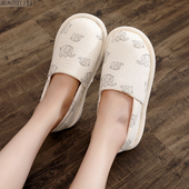 女居家室内拖鞋 月子鞋 包跟软底防滑孕产妇G产后棉拖鞋 薄款 春秋季