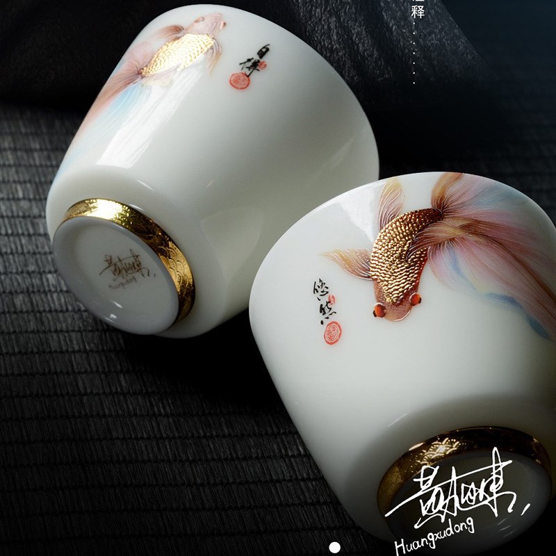 黄旭东冰晶玉瓷主人杯对杯高端陶瓷个人专用喝茶杯男女士茶盏