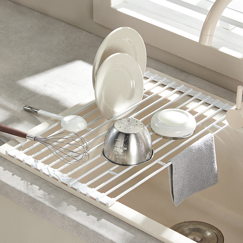 厨房水槽边沥水架碗碟盘收纳沥水篮洗碗槽水池碗架可折叠置物架子