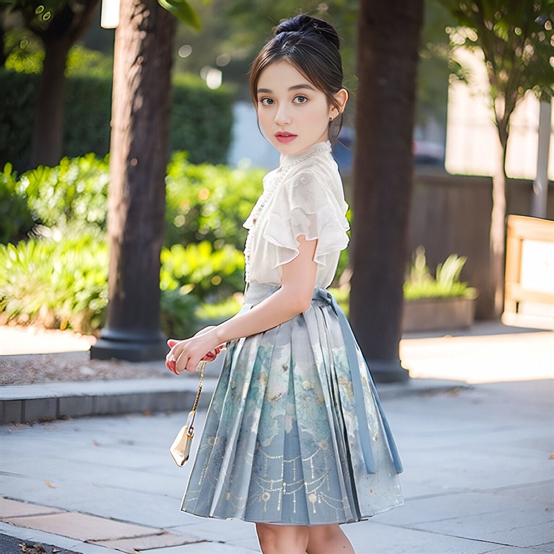 女童马面裙儿童套装2024新款中国风汉服古风小女孩唐装半身裙夏季