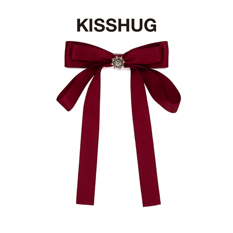红色长飘带KISSHUG发夹新娘