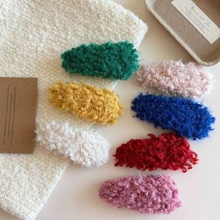 秋冬少女发夹气质毛绒bb夹百搭侧边刘海碎发边夹发卡可爱大号发夹