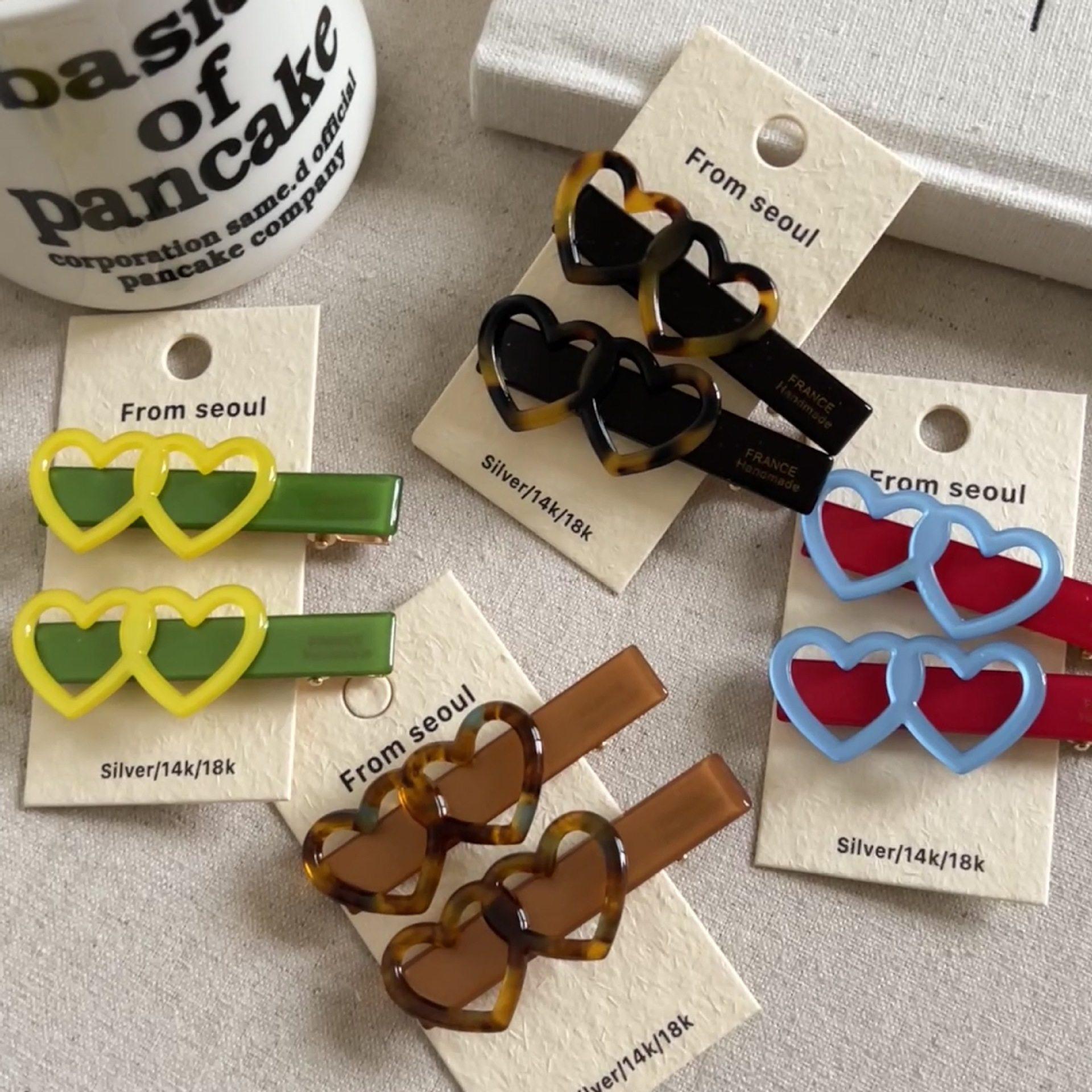 韩国France镂空爱心撞色醋酸发夹鸭嘴夹少女减龄刘海夹百搭发卡新,饰品/流行首饰/时尚饰品新,发饰,淘宝优惠券,粉丝福利购,淘宝优惠卷