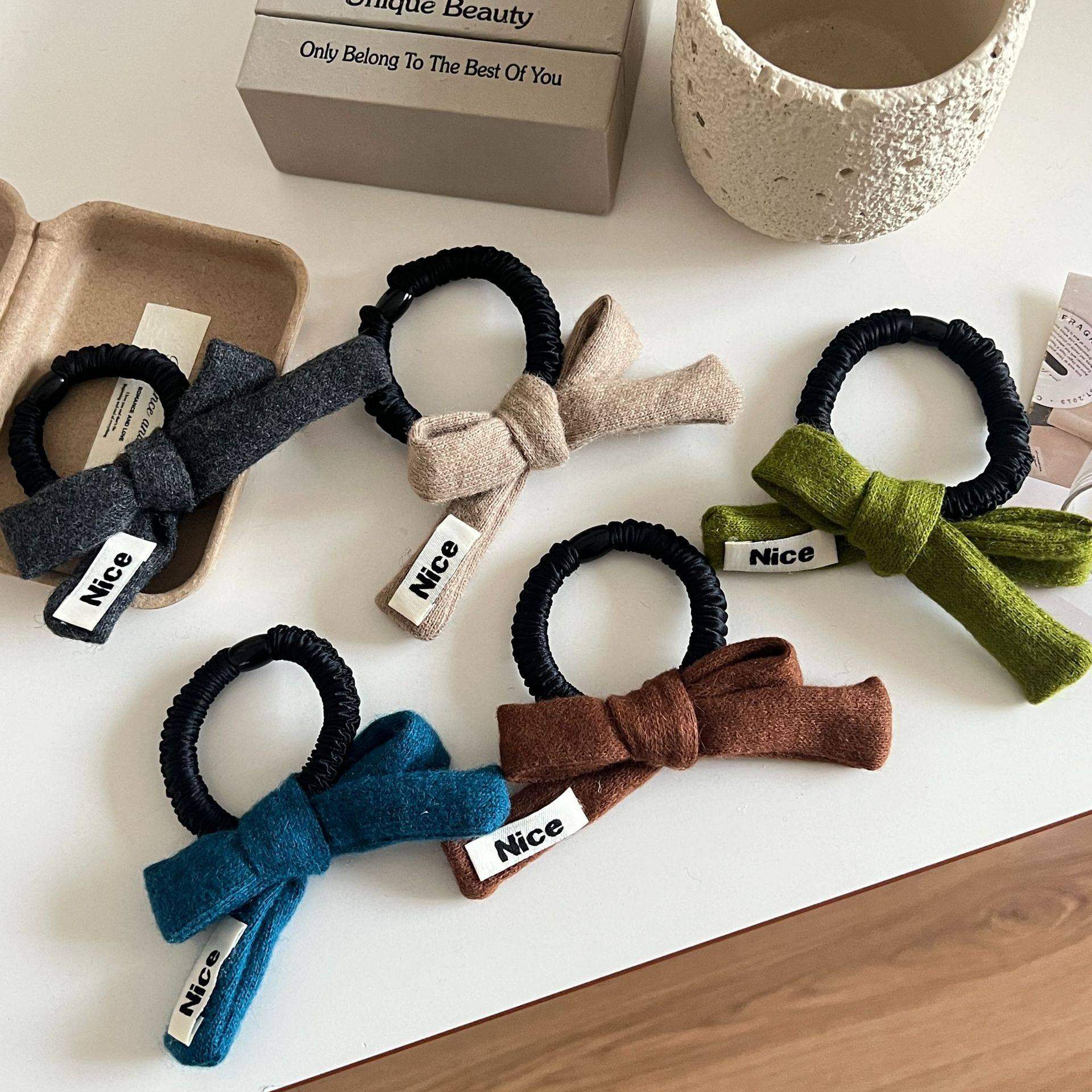 日系Nice贴布毛线蝴蝶结发圈秋冬马尾扎发皮筋头绳女生高级感发饰,饰品/流行首饰/时尚饰品新,发饰,淘宝优惠券,粉丝福利购,淘宝优惠卷