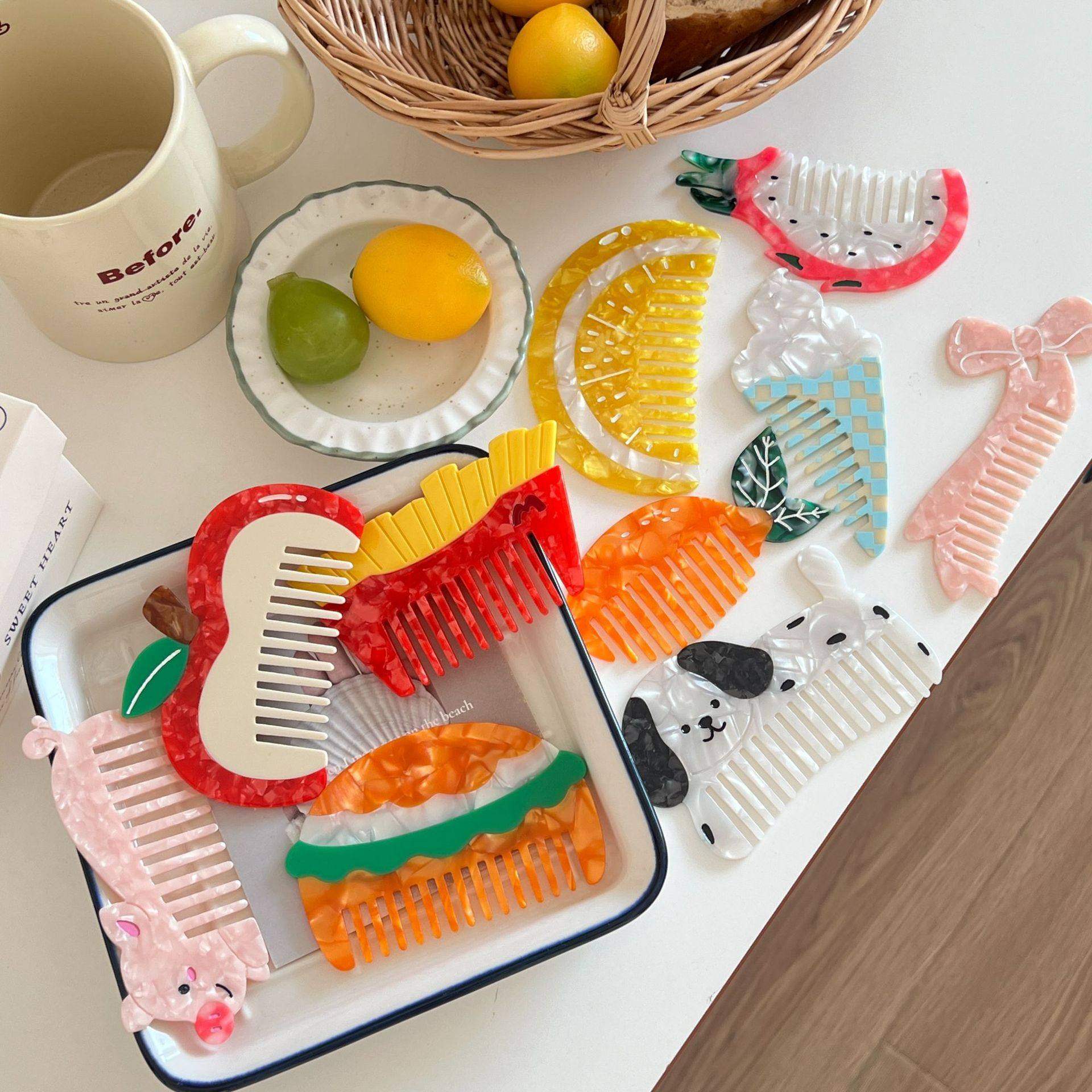 新款小众设计水果美发梳趣味冰淇淋汉堡醋酸梳子可爱拼色女头梳,饰品/流行首饰/时尚饰品新,发饰,淘宝优惠券,粉丝福利购,淘宝优惠卷