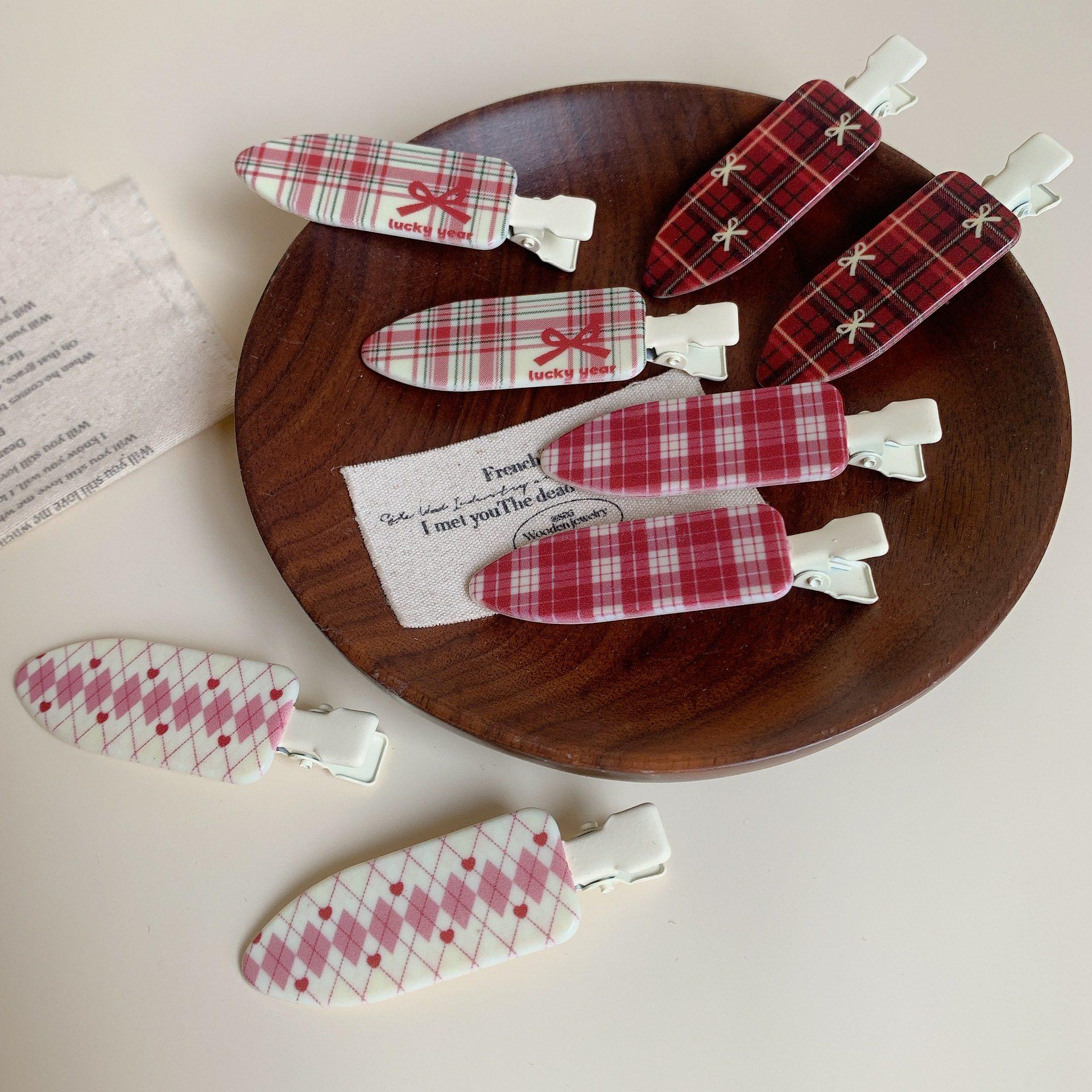 学院风边夹无痕夹可爱少女心甜美发夹菱格复古红色发饰碎发刘海夹,饰品/流行首饰/时尚饰品新,发饰,淘宝优惠券,粉丝福利购,淘宝优惠卷