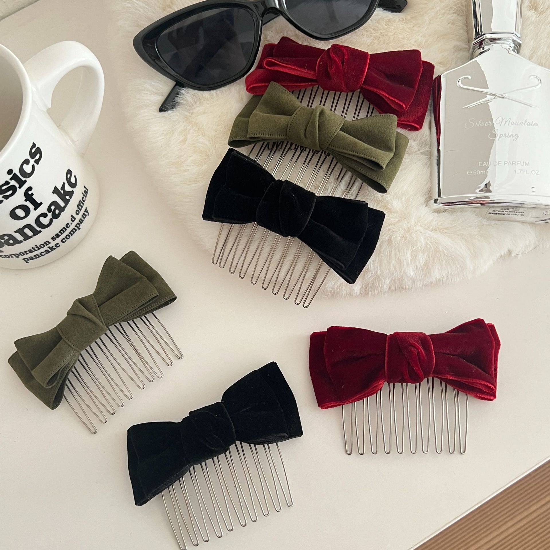 蝴蝶结刘海倒插梳少女风日韩顶夹复古宫廷高级感边夹碎发神器插梳