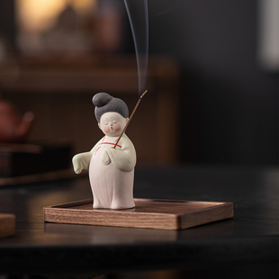 古风唐仕女俑线香炉香插香座家用室内陶瓷香器禅意茶室桌面香薰炉