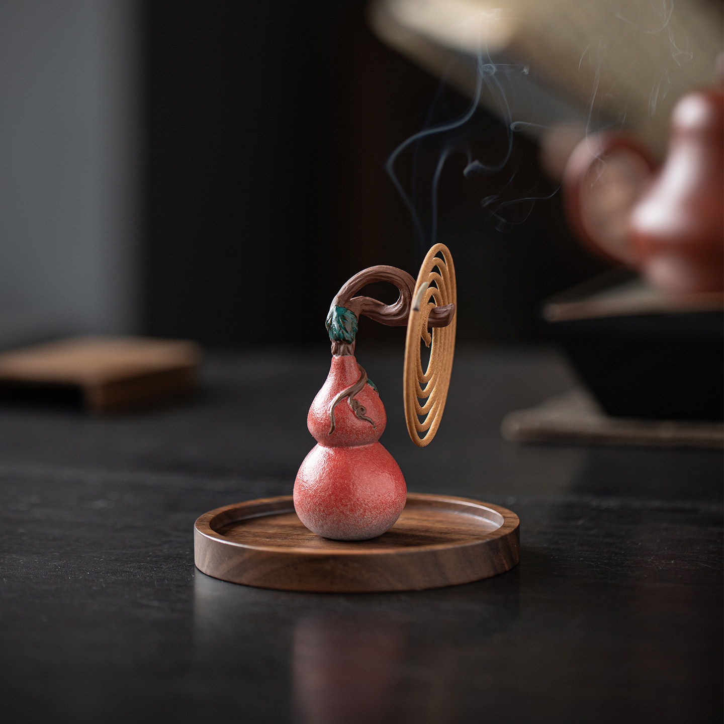 陶瓷小葫芦挂香盘香炉图片