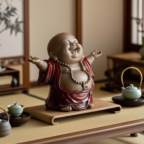 陶瓷大肚弥勒茶宠摆件