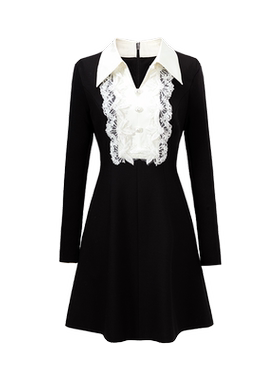 【七七酱直播间】CHICHY法式长袖连衣裙季黑色收腰裙子CC8F024254