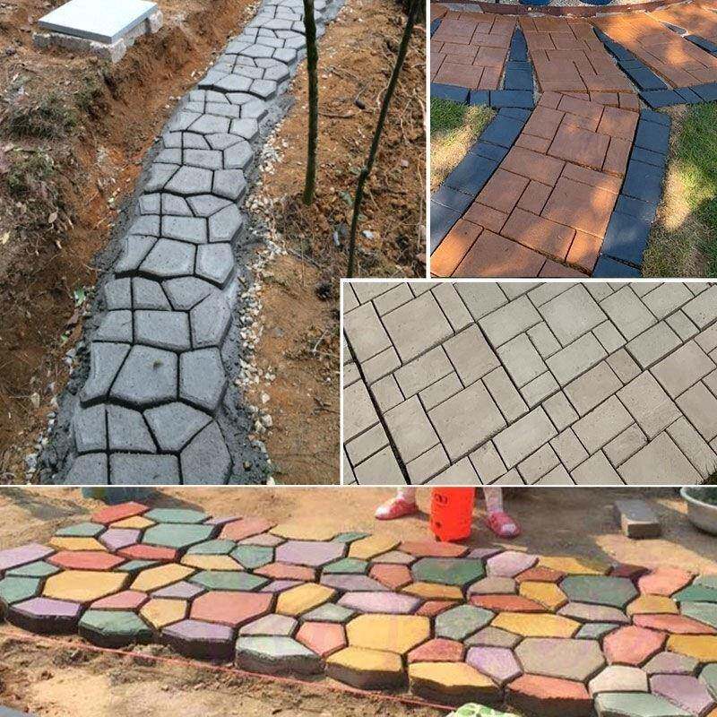 塑料简易地坪铺地砖花园别墅路面设计水泥diy混凝土铺路模具仿古