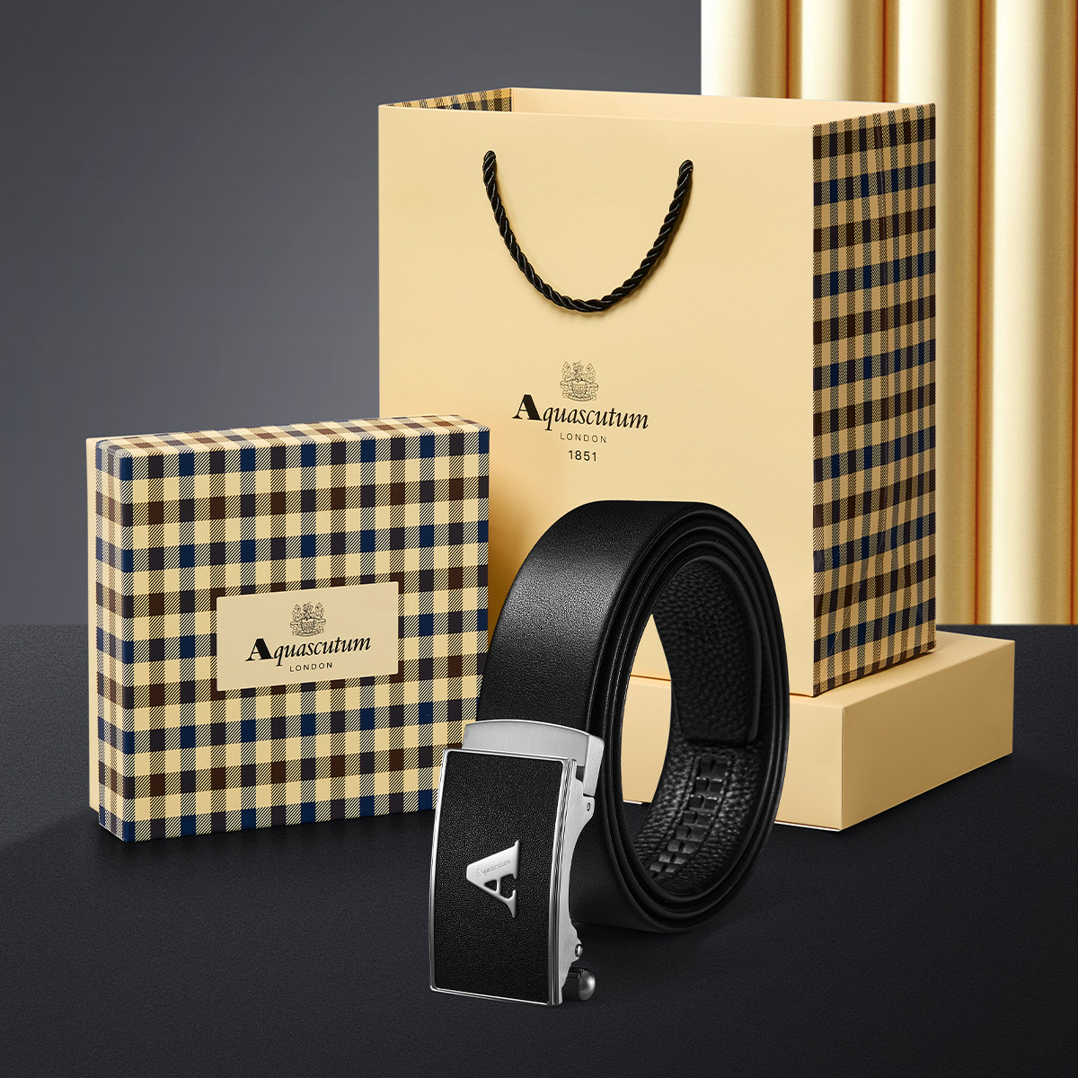 雅格狮丹轻奢品牌真皮男腰带礼盒