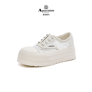 Aquascutum雅格狮丹厚底女鞋春夏季网面透气板鞋不累脚增高休闲鞋