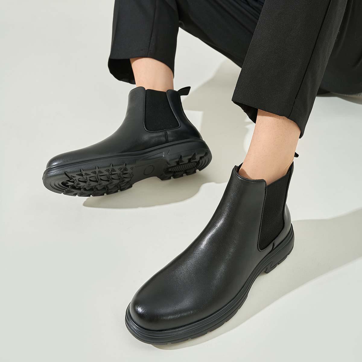 Aquascutum【英国百年品牌】切尔西男靴真皮英伦风商务厚底马丁靴