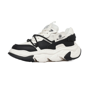 Aquascutum雅格狮丹男鞋英伦风时尚ins潮流黑白拼色休闲老爹鞋男