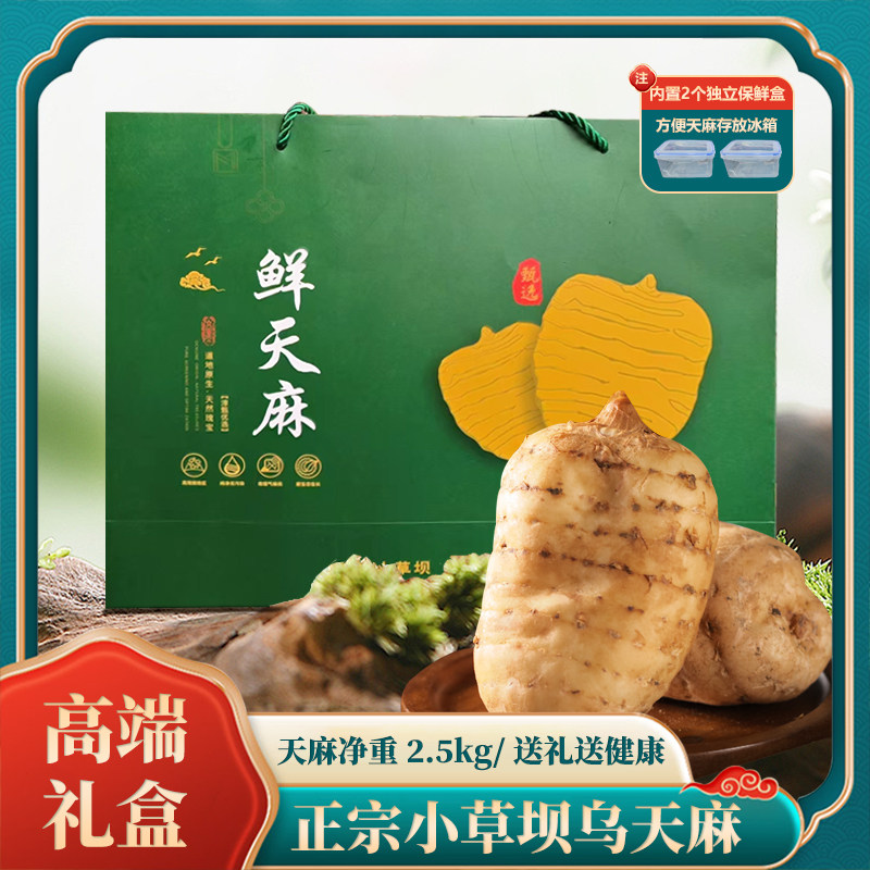 天麻新鲜云南昭通新鲜天麻小草坝野生乌天麻正宗小草坝天麻5斤/盒