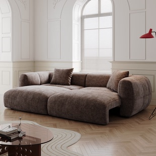 大白沙发雪尼尔电动功能直排布艺法式复古奶油风可躺沙发床零靠墙