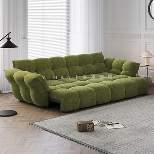 百合沙发雪尼尔电动功能直排布艺花瓣奶油风复古可躺沙发床零靠墙