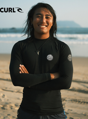 澳洲RIPCURL长袖加绒水母衣男浮潜冲浪服潜水衣防晒溯溪泳衣上衣