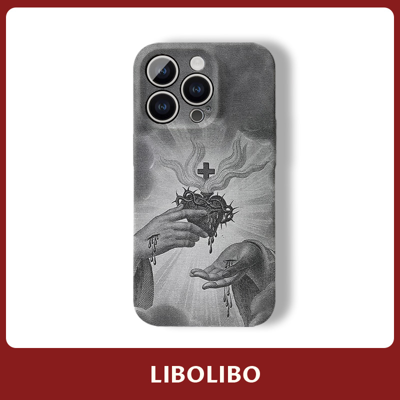 哩卜哩卜血心脏十字架适用iPhone16/15promax手机壳OPPOreno13华为mate60vivoS20IQOO13小米15荣耀300红米K80