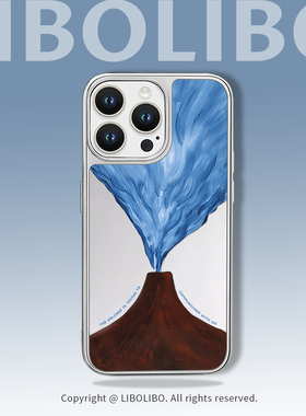 哩卜哩卜蓝色火山适用iPhone17/16promax手机壳苹果磁吸15plus镜面13/14pro镜子12promax电镀银16pro